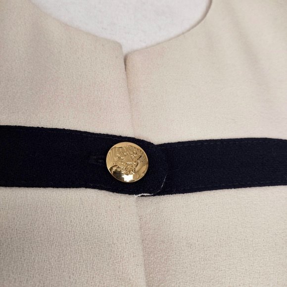 Vintage 1980s Cream and Black Striped Military Style Cropped Jacket - Picture 8 of 12